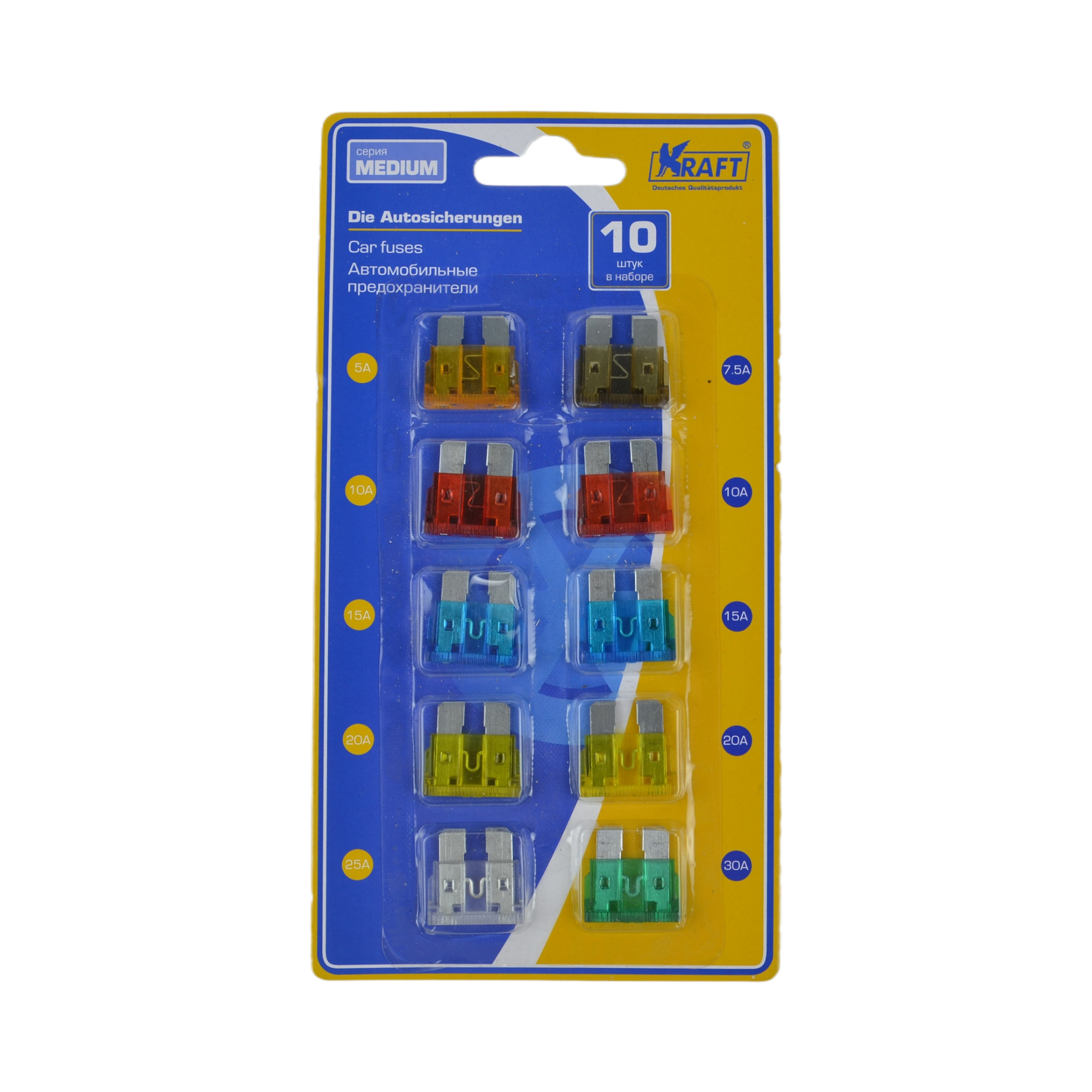 предохранитель MEDIUM с пинцетом KRAFT 870018 к-т 10 шт. 