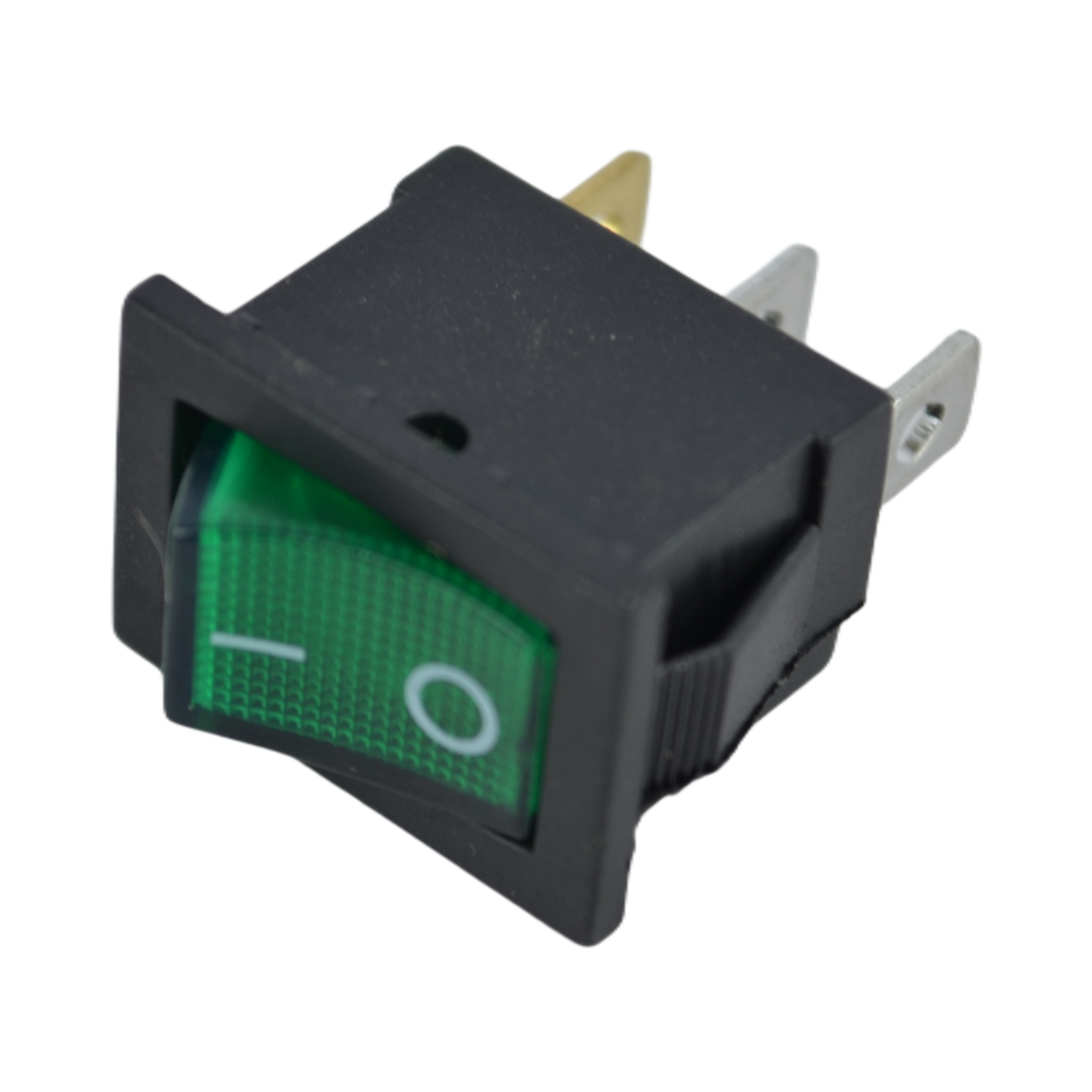 клавиша прямоугольная зеленая Mini с подсветкой 3 конт. 905440