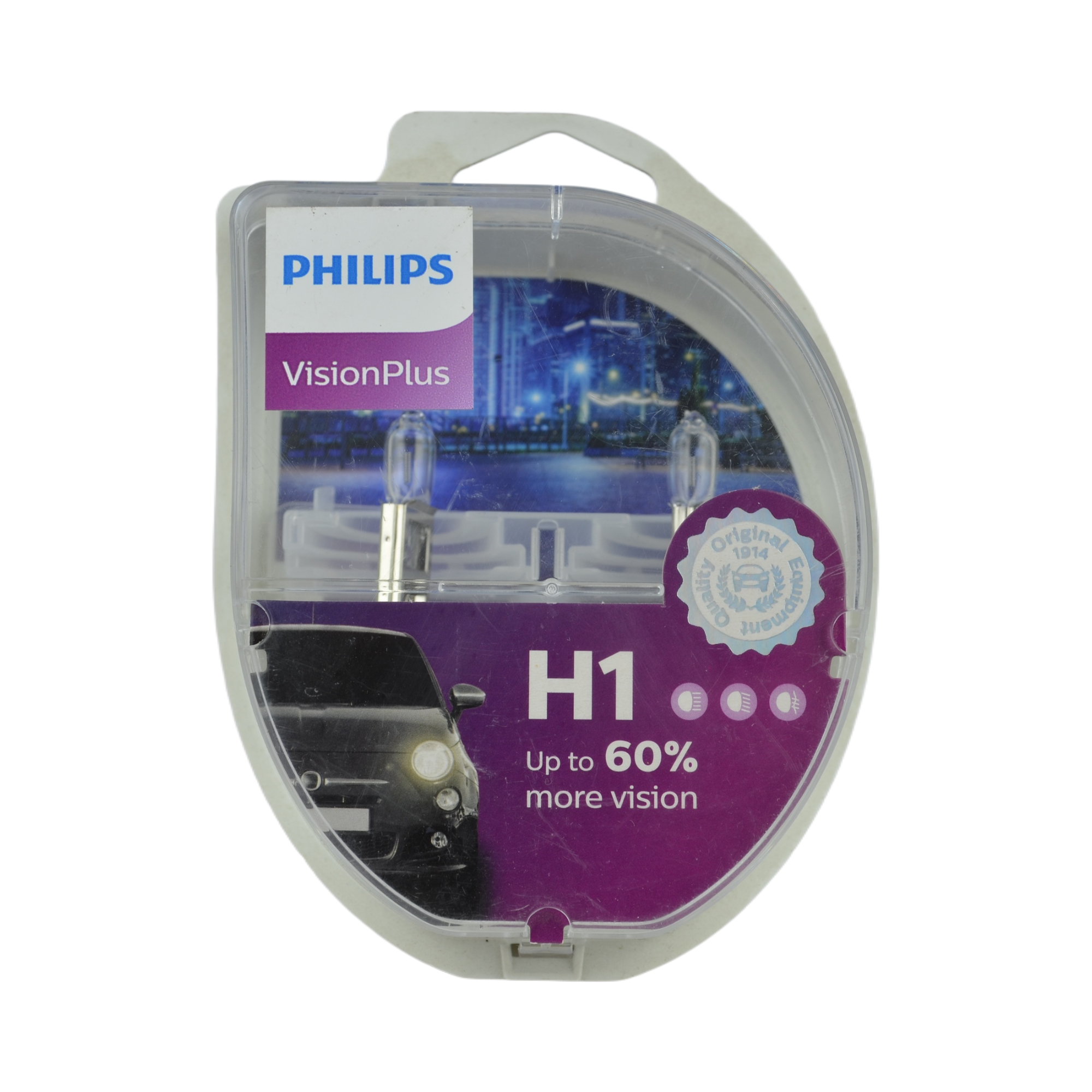 лампа галогеновая Н-1 PHILIPS 55w (12258VPS2) Vision Plus +60% к-т