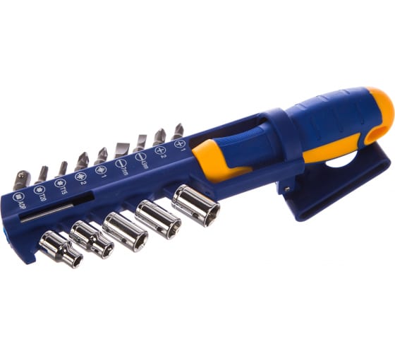 набор отвертка с битами и головками 15 предметов KRAFT 700403 