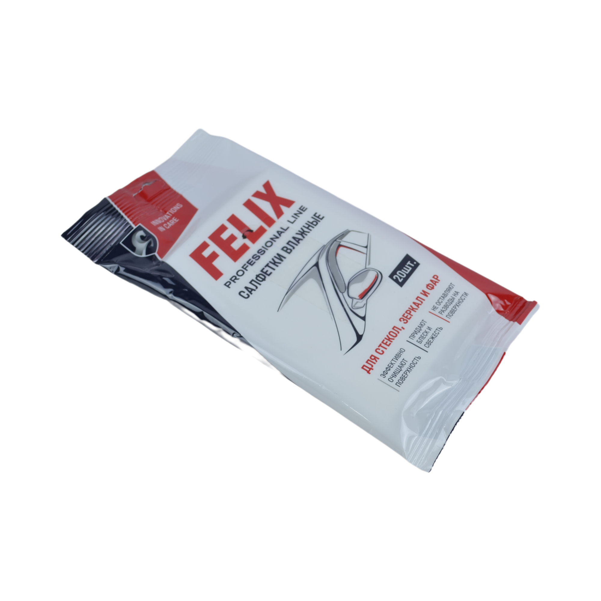салфетка влажная для зеркал и стекол FELIX
