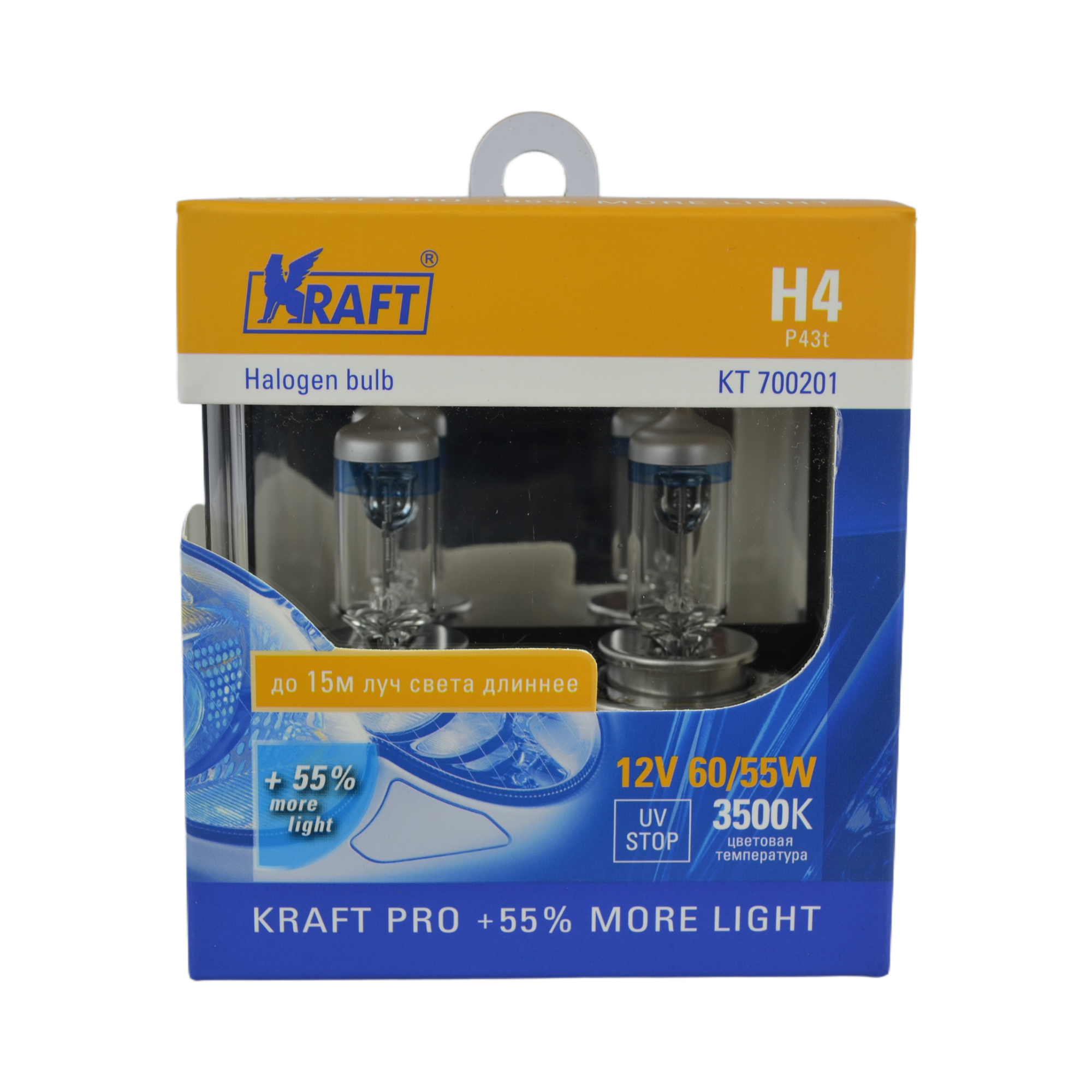 лампа галогеновая Н-4 KRAFT Pro +55% 60/55w KRAFT 700201 к-т