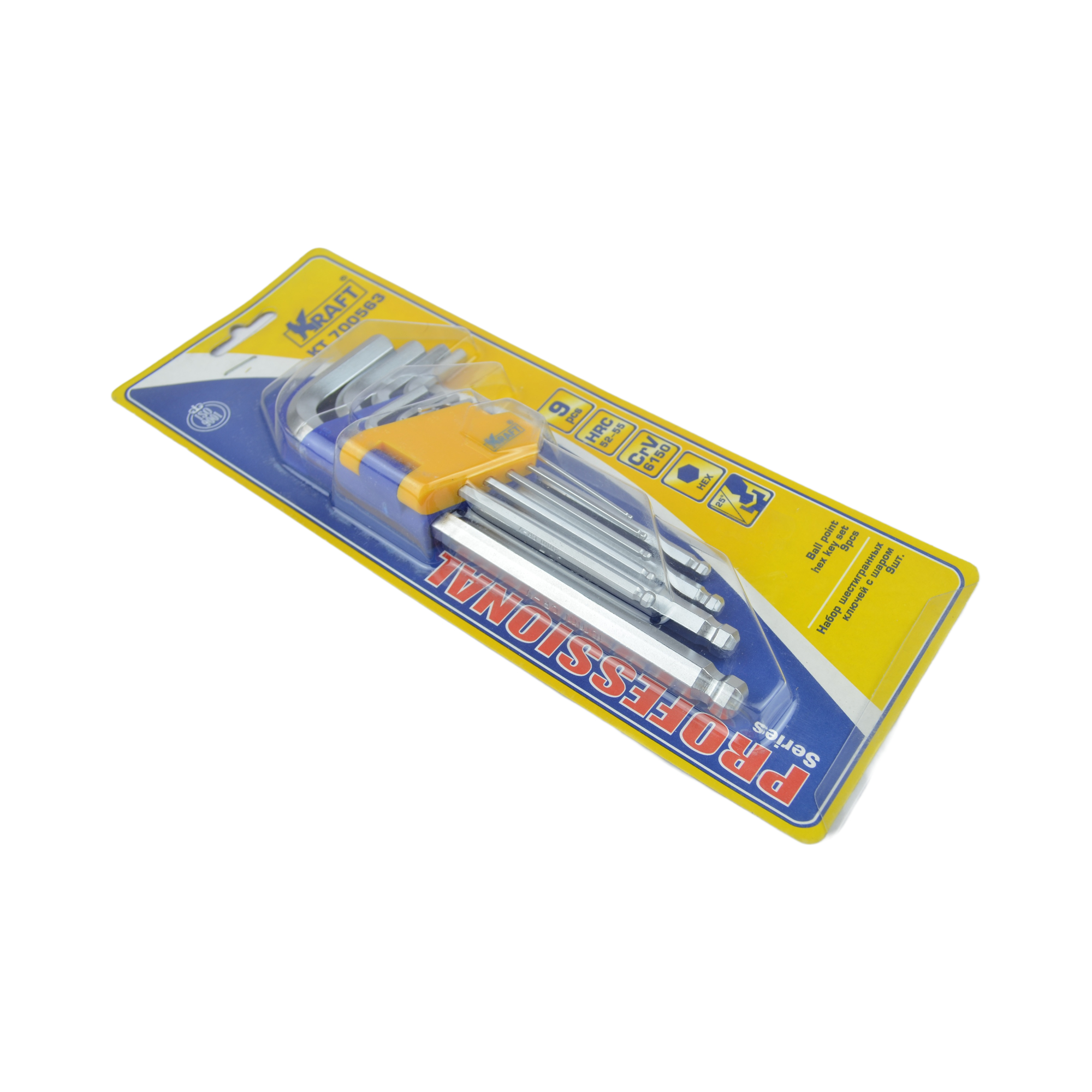 набор ключей шестигранных с шаром 9 предм. KRAFT 700563