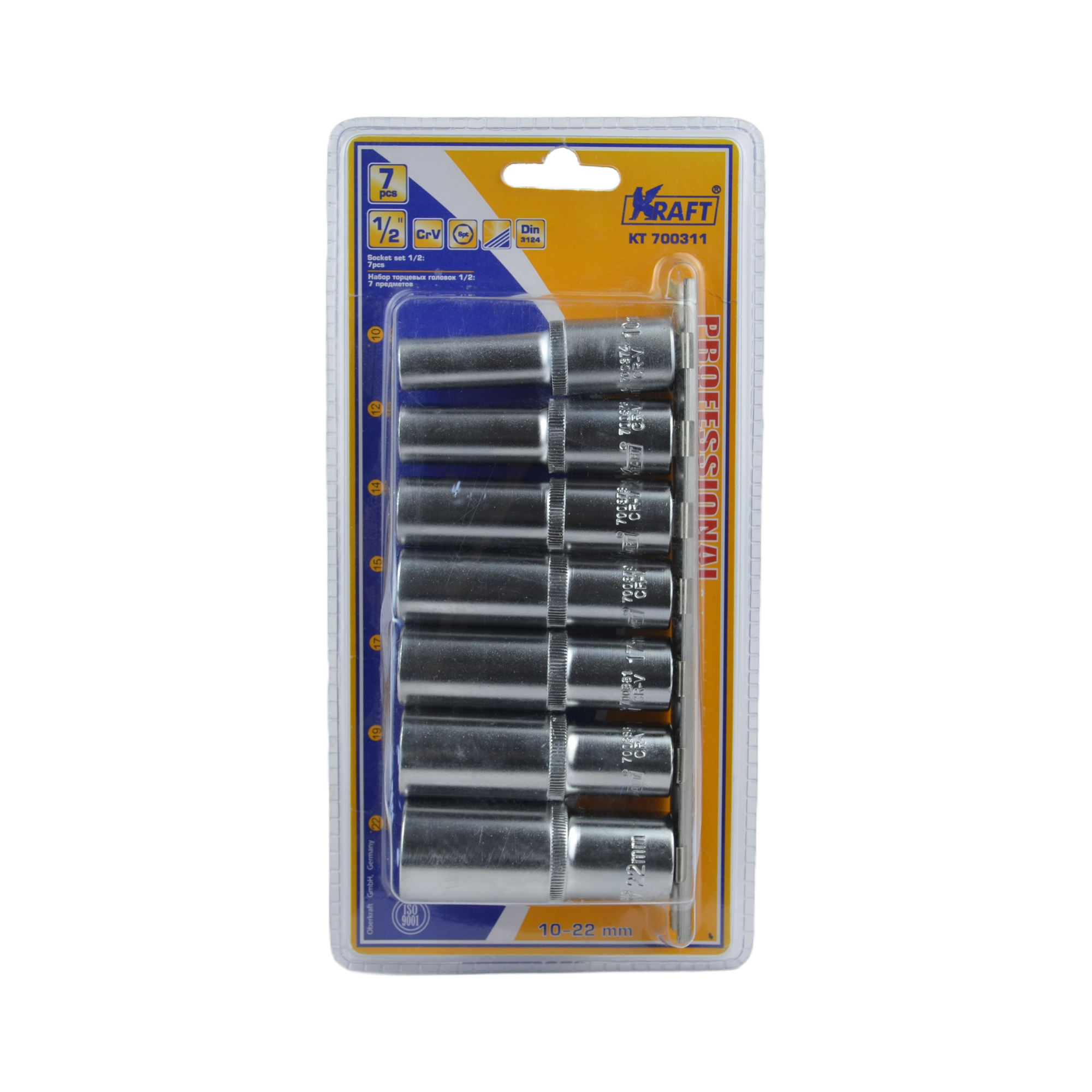 набор головок глубоких 1/2 7 предм. 10-22мм KRAFT 700311